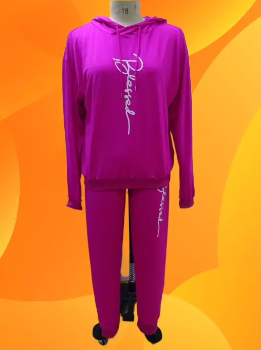 22124 -2 pcs Blessed Jogging Suit -Lots of Colors Available- $30.00 Set (3 pcs per pack) — Plus - 1X 2X 3X / Hot Pink
