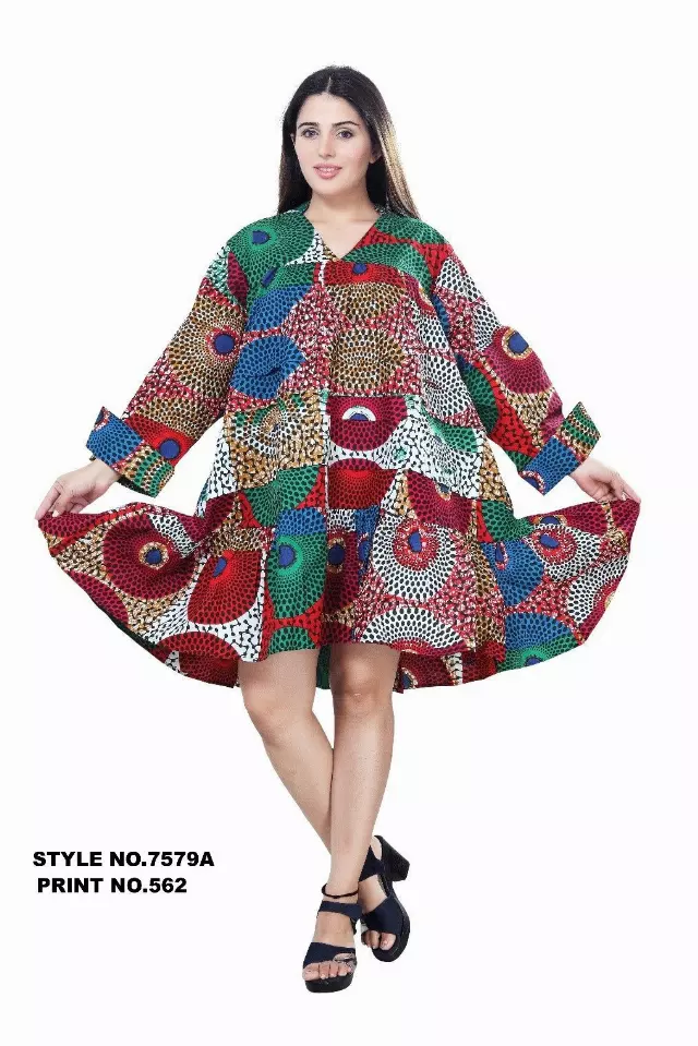 7579 A - ON SALE!!! African Tunic Dress (3 PCS PRE-PACK) - $15.00 EACH — One Size (4 - 24) / Print-562