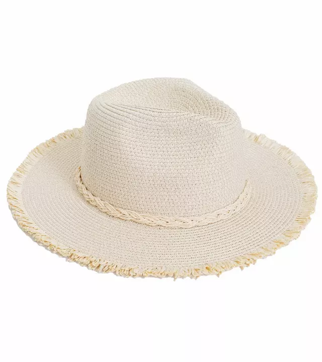 Max Studio Fringe Brim Straw Panama Hat — NATURAL