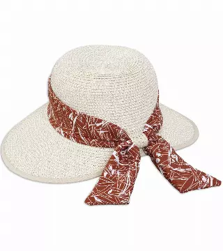 Magid Printed Ribbon Straw Garden Hat — NATURAL