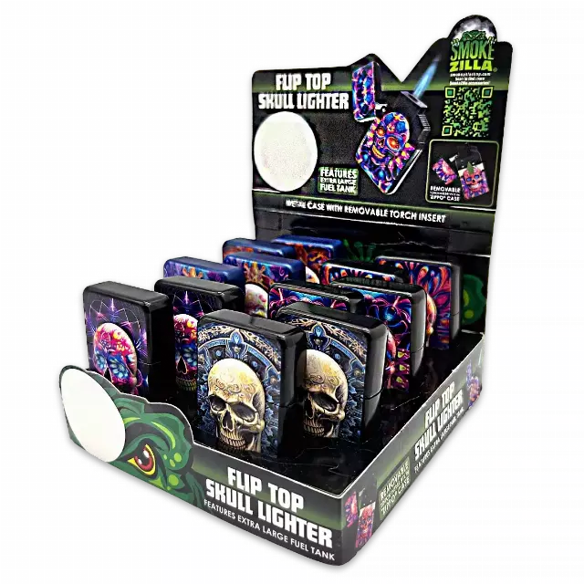 Metal Glow in The Dark Flip Torch Lighter - 12 Pieces Per Retail Ready Display 24370