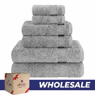 Bekos 100% Cotton 6-Piece Turkish Bath Towel Sets, Wholesale Luxury Bath Towels