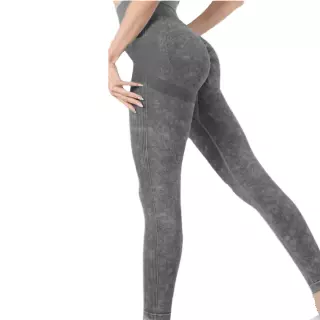 Chica luv - Women's Garment-Washed High Waist Yoga Leggings – Stretch Fit with Tummy Control, Scrunch Butt Lift & Side Pockets