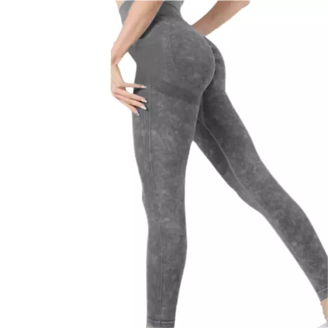 Chica luv - Women's Garment-Washed High Waist Yoga Leggings – Stretch Fit with Tummy Control, Scrunch Butt Lift & Side Pockets