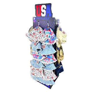 USA Bucket and Boonie Patriotic Hat Assortment Floor Display - 18 Pieces Per Retail Ready Display Kit 88536