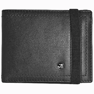 Jack Abrahams Goat Nappa Leather Bi-Fold Slim Compact Wallet Black