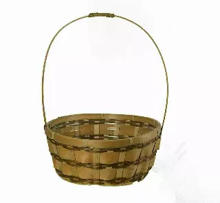 MS1707-10 – 10” Round Woodchip slat basket with handle w/Liner-“each” Min 12 – Case 48 pcs