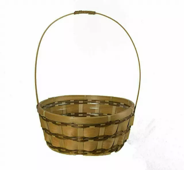 MS1707-10 – 10” Round Woodchip slat basket with handle w/Liner-“each” Min 12 – Case 48 pcs