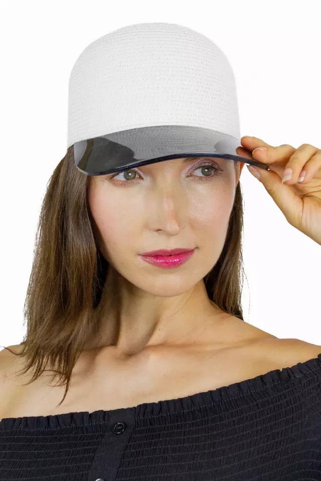 Magid Straw & Acrylic Brim Baseball Cap — WHITE