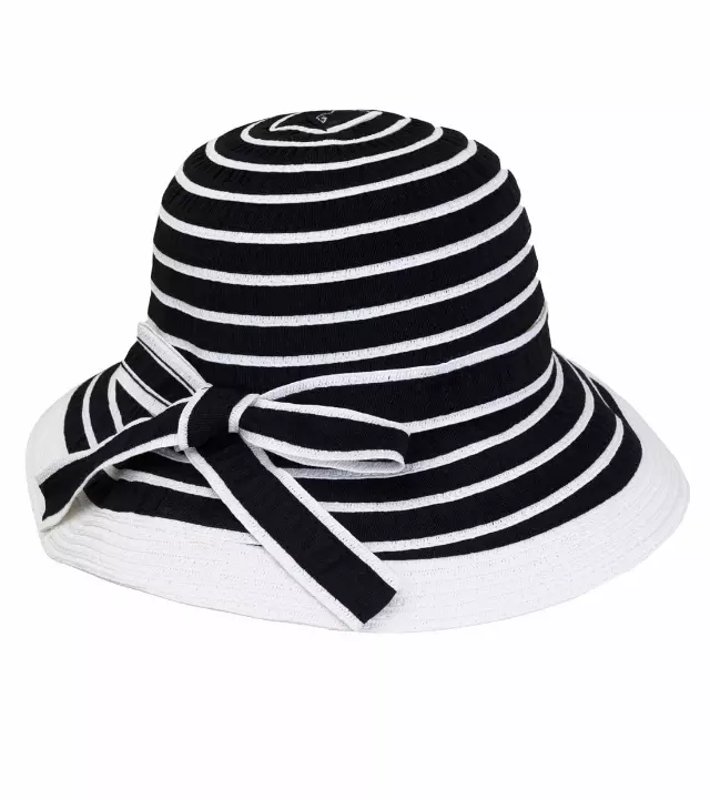 Magid Striped Cotton Foldable Bucket Hat — BLACK/WHITE