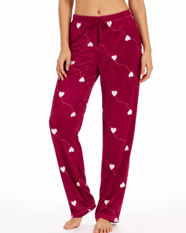 Ladies' Micro Polar Lounge Pants #08 — Burgundy / S-M-L-XL