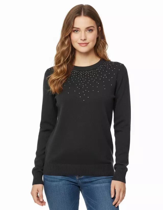 Crewneck Sparkle Sweater — Black / S/M-L/XL