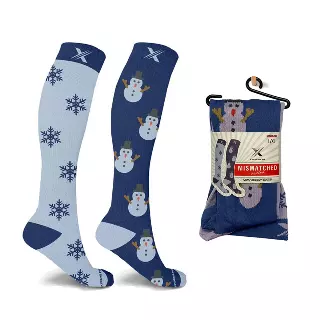 MISMATCHED SNOWMAN COMPRESSION SOCKS — Large/XL