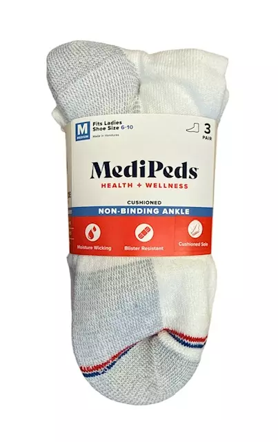 #6-MP-1724903 Women’s MediPeds Half Cushion Ankle Socks (size 6-10) – $.90 per pack of 3 (20 Packs)