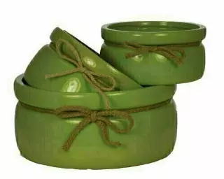 CP5206GRN – S/3 8”-10”-12” Ceramic Dish garden with rope-“case pk 1”