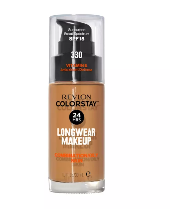 Revlon Colorstay Longwear Makeup Combo/Oily, 330 Natural Tan, 1 fl oz | Longwear foundation for combination & oily skin with SPF 15. Medium-full coverage, matte finish. Up to 24hr wear.