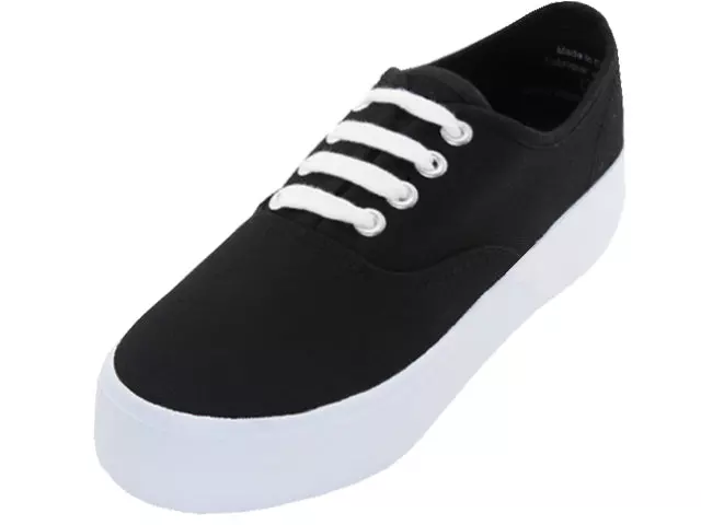 U777L - Women's Lace Up Platform Canvas Shoes — Black (U777L-B) / 6-10 Assorted