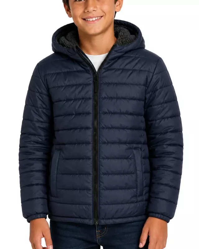 Boys' Reversible Jacket With Sherpa Lining #26 — Navy / 4-5-6-7