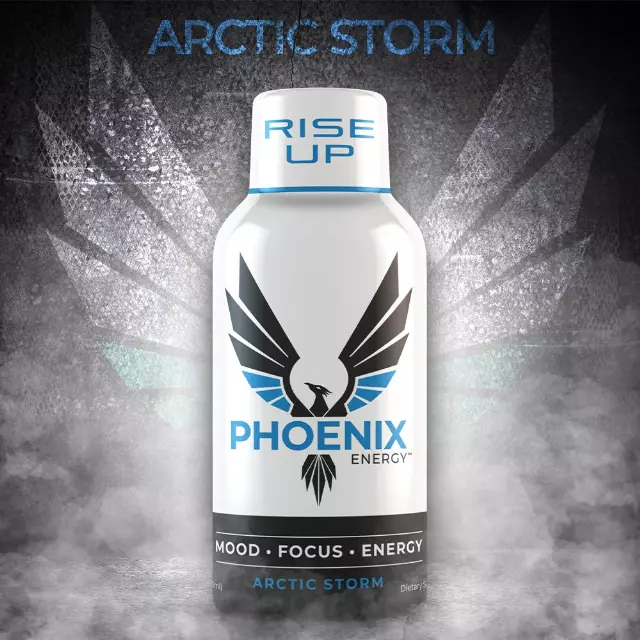 Phoenix Energy 2oz Shot 280mg Caffeine Mood Focus Energy Case of 12 — Arctic Storm