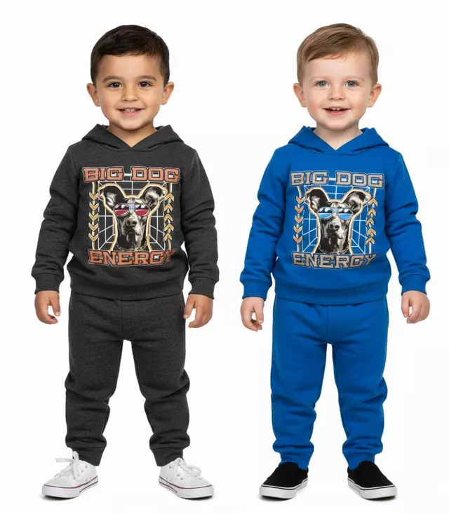 Toddler Boys “Big Dog Energy” Hoodie & Jogger Set – S1OPE Pullover 8128002
