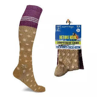 MERINO WOOL COMPRESSION BOOT SOCKS — Oatmeal / Small/Medium