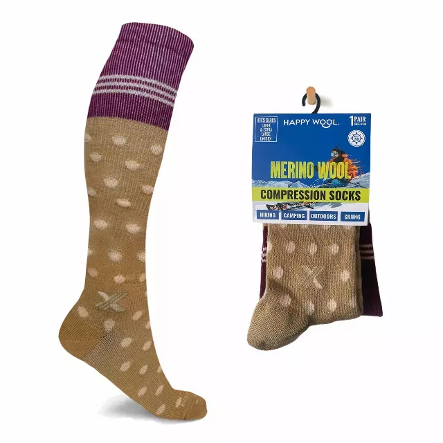 MERINO WOOL COMPRESSION BOOT SOCKS — Oatmeal / Large/XL