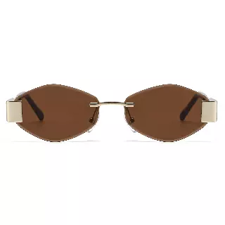 Hexagon Rimless Sunglasses with Wide Temple Hinges and Gradient Lenses Bulk J11117