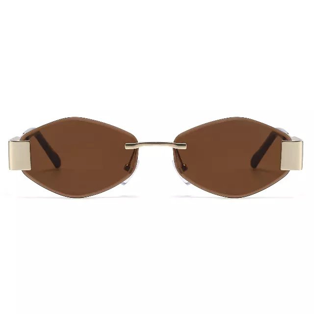 Hexagon Rimless Sunglasses with Wide Temple Hinges and Gradient Lenses Bulk J11117
