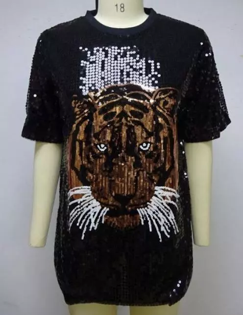 19018...1904- Sequin Jerseys (3 PCS PRE-PACK) - $25.00 Each — One Size (4 - 22) / Black Tiger