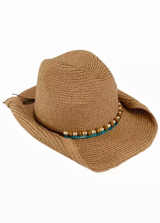 Magid Beaded Straw Cowboy Hat — Toast