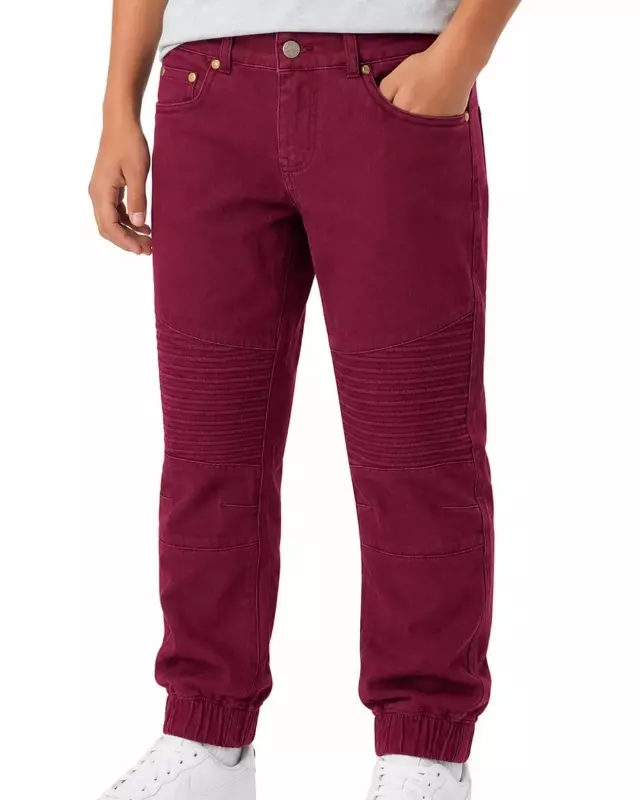 Boys' Cotton Twill Joggers #102 — Burgundy / 8-10-12-14-16