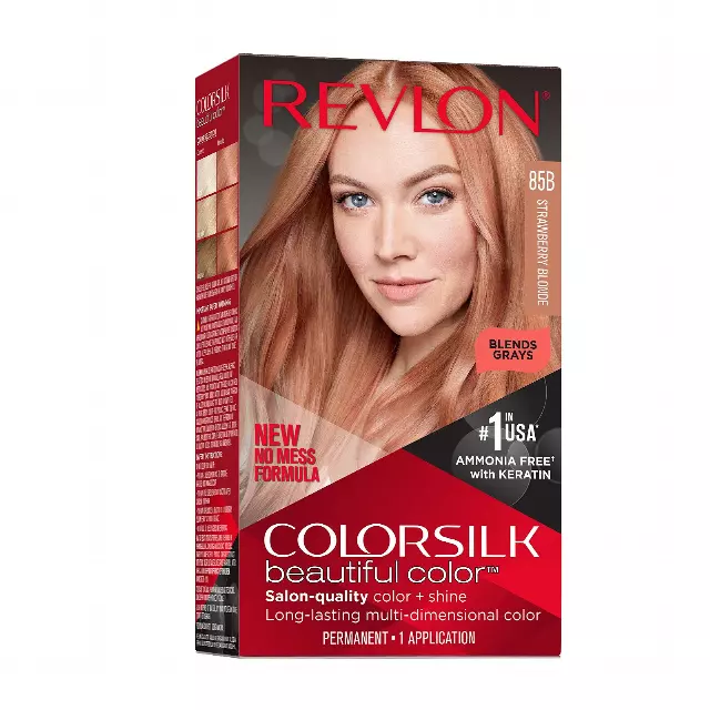 Revlon Colorsilk Beautiful Color Permanent Hair Color, Long-Lasting High-Definition Color, Shine & Silky Softness with 100% Gray Coverage, Ammonia Free, 85B Strawberry Blonde, 1 Pack