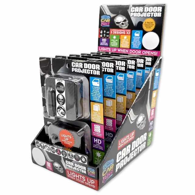 Car Door Light Projector with Assorted Designs - 6 Pieces Per Retail Ready Display 23694