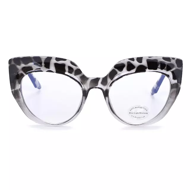 Fashion Cat-Eye BLB Glasses with Transparent Crystal, Solid Black, Blue, Leopard & Tortoise Finishes P10983BLB