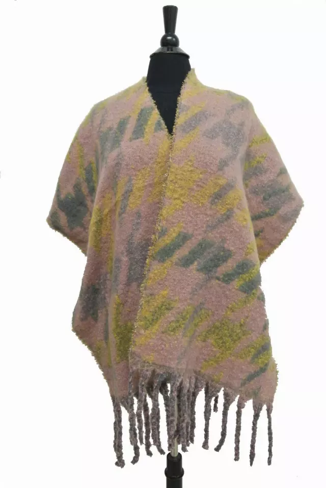 BF151 Houndstooth Pattern Winter Scarf — Pink