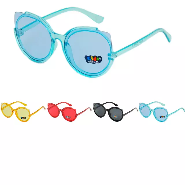 Kids’ Retro Translucent Cat-Eye Sunglasses with UV400 Protection and 4 Color Pack K10437