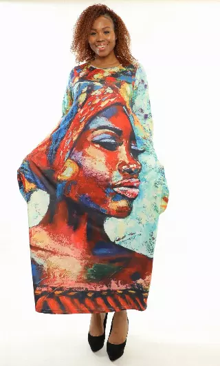 22007LS ON SALE!! Face Print Maxi Dress - One Size (3-PCS PRE-PACK) ($12.00 Each)