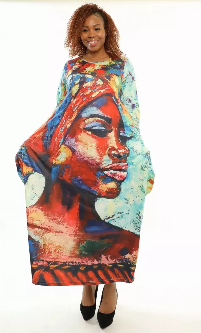 22007LS ON SALE!! Face Print Maxi Dress - One Size (3-PCS PRE-PACK) ($12.00 Each)