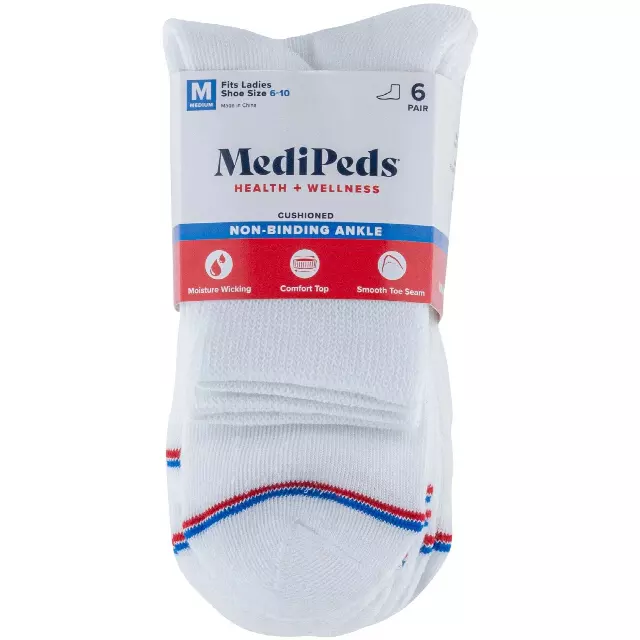 #6-MP-1724895 Women’s MediPeds Non-Binding Half Cushion Ankle Socks(size 6-10) – $2.00 per pack of 6(12 Packs)