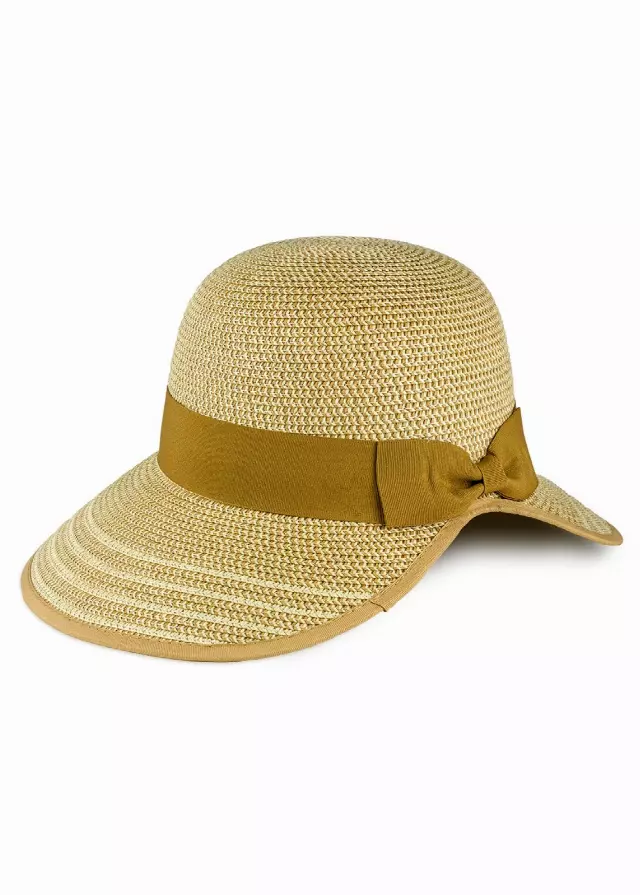 Magid Two Tone Straw Bow Garden Hat — NATURAL