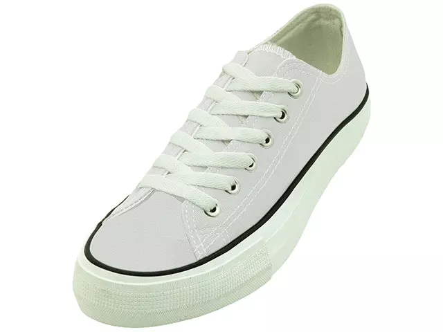 S327L - Women's "Easy USA" Basketball Lace-Up Canvas Shoes — White (S327L-W) / 6-11 Assorted