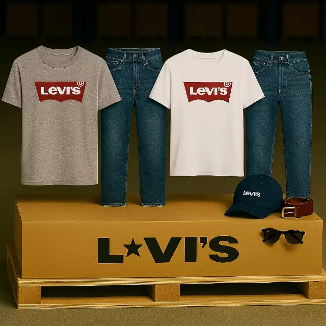 Winter apparel lot — denim jeans, tees and caps
