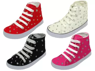 BB648 - Wholesale Toddler's Lace Up Hightop Star Printed Canvas Shoes