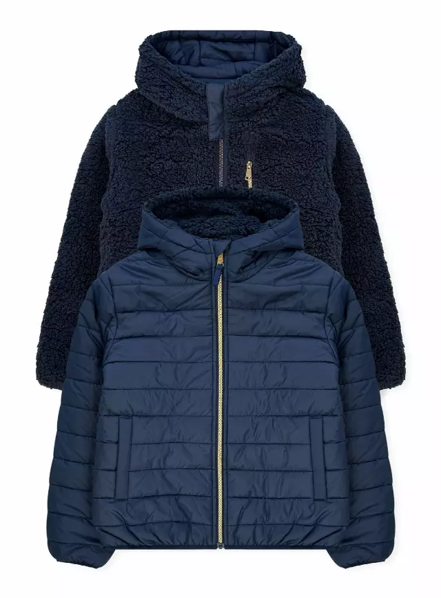 Girls' Reversible Jacket With Sherpa Lining #97 — Navy / 2T-3T-4T