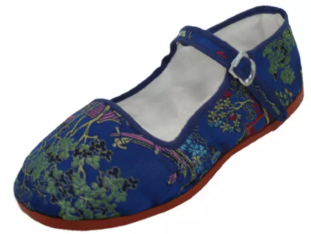 T2-119C - Youth's Satin Brocade Upper Classic Mary Jane Shoes — Navy (T2-119C-N) / 27-34 Assorted