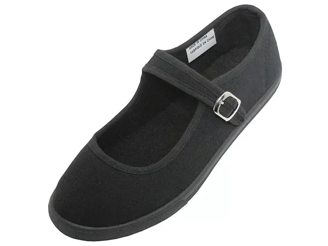 T2-115L - Women's "Easy USA" Comfortable Cotton Upper Mary Jane Shoes — Black (T2-115L-BB) / 6-11 Assorted