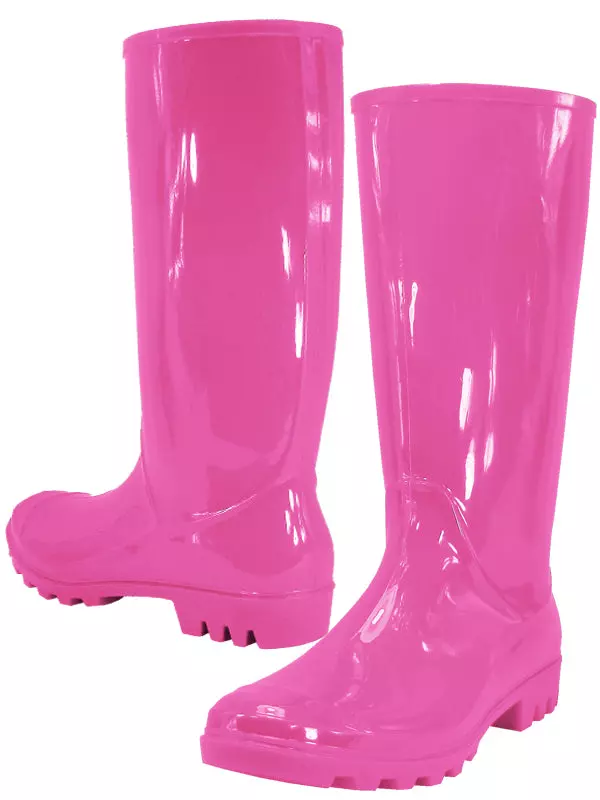 RB-010 - Women's "Easy USA" 13½ Inches Super Soft Rubber Rain Boots — Fuchsia (RB-010-F) / 5-10 Assorted