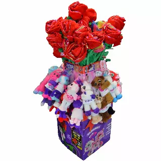 Valentines Day Rose Plush Assortment Floor Display - 48 Pieces Per Retail Ready Display Kit 88348