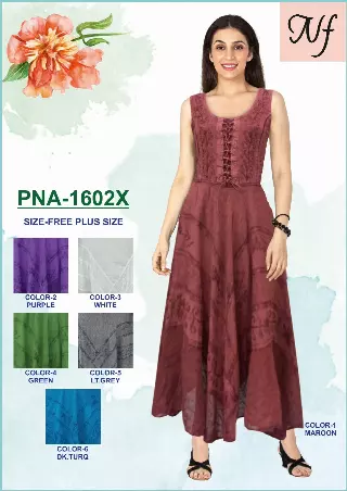 PNA-1602X - Plus Size Summer Sleeveless Stonewash Dress - (6-PCS PRE-PACK) ($18 Each)