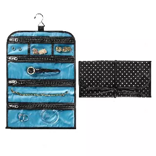Travel Smart by Conair Jewelry Roll Bag, Black/White